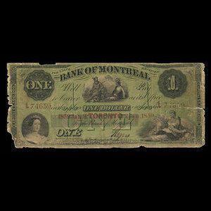 Canada, Banque de Montréal, 1 dollar : 3 janvier 1859