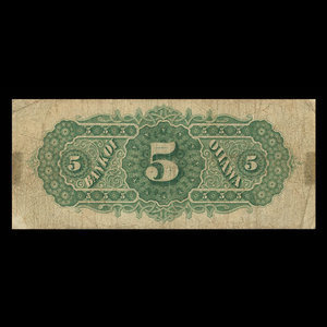 Canada, Bank of Ottawa (The), 5 dollars : 2 novembre 1874