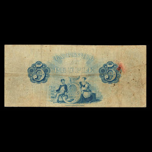 Canada, Banque du Peuple (People's Bank), 5 dollars : 6 novembre 1885