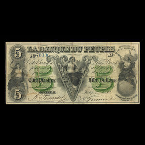 Canada, Banque du Peuple (People's Bank), 5 dollars : 2 juillet 1892