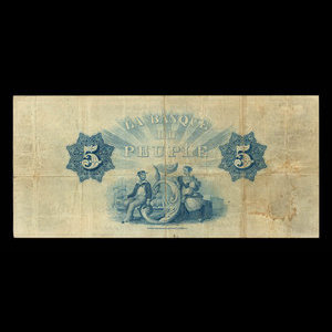 Canada, Banque du Peuple (People's Bank), 5 dollars : 2 juillet 1892