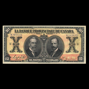 Canada, Banque Provinciale du Canada, 10 dollars : 31 janvier 1919