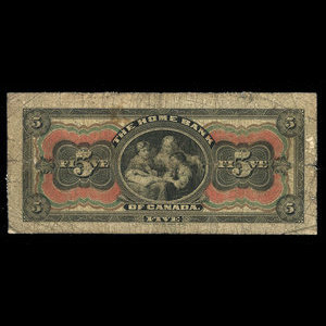 Canada, Home Bank of Canada, 5 dollars : 2 mars 1914