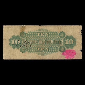 Canada, Royal Canadian Bank, 10 dollars : 1 juillet 1872