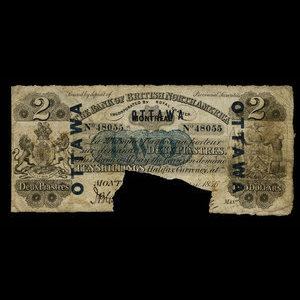 Canada, Bank of British North America, 2 dollars : 1 janvier 1856