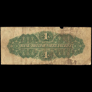 Canada, Bank of British North America, 4 dollars : 1 juillet 1877