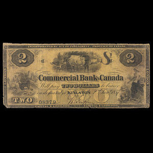 Canada, Commercial Bank of Canada, 2 dollars : 2 janvier 1857