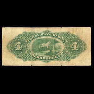 Canada, Eastern Townships Bank, 4 dollars : 1 juillet 1879