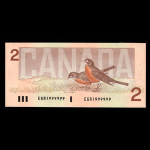 Canada, Banque du Canada, 2 dollars : 1986