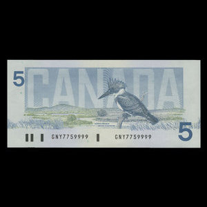 Canada, Banque du Canada, 5 dollars : 1986