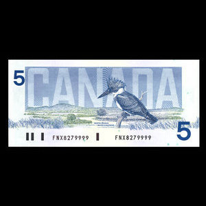 Canada, Banque du Canada, 5 dollars : 1986