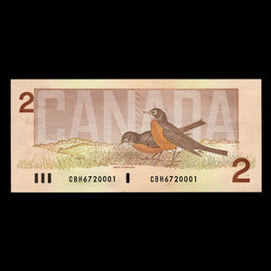 Canada, Banque du Canada, 2 dollars : 1986