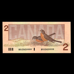 Canada, Banque du Canada, 2 dollars : 1986