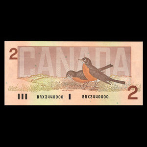 Canada, Banque du Canada, 2 dollars : 1986