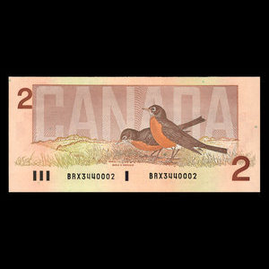 Canada, Banque du Canada, 2 dollars : 1986