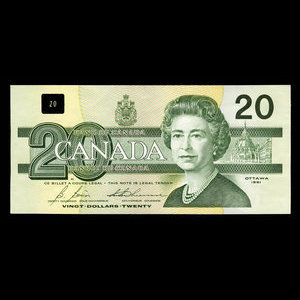 Canada, Banque du Canada, 20 dollars : 1991