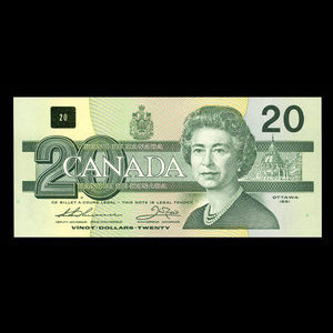 Canada, Banque du Canada, 20 dollars : 1991