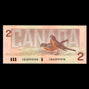 Canada, Banque du Canada, 2 dollars : 1986