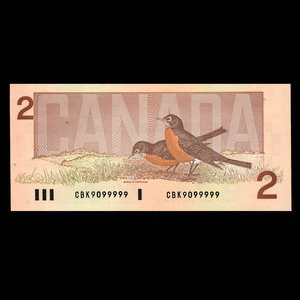 Canada, Banque du Canada, 2 dollars : 1986