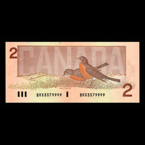 Canada, Banque du Canada, 2 dollars : 1986