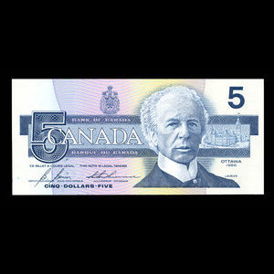 Canada, Banque du Canada, 5 dollars : 1986