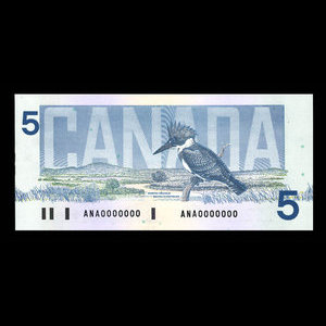 Canada, Banque du Canada, 5 dollars : 1986