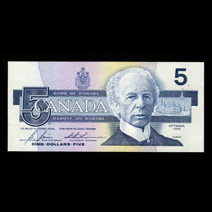 Canada, Banque du Canada, 5 dollars : 1986