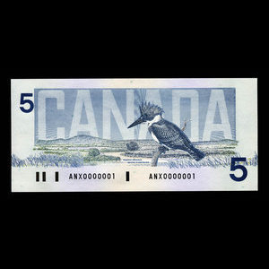 Canada, Banque du Canada, 5 dollars : 1986