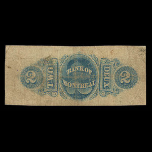 Canada, Banque de Montréal, 2 dollars : 2 janvier 1857