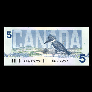 Canada, Banque du Canada, 5 dollars : 1986