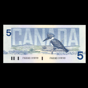 Canada, Banque du Canada, 5 dollars : 1986