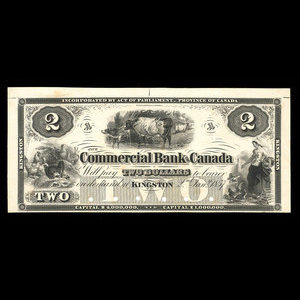 Canada, Commercial Bank of Canada, 2 dollars : 2 janvier 1857