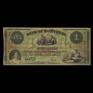 Canada, Banque de Montréal, 1 dollar : 2 janvier 1859