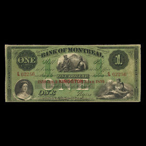 Canada, Banque de Montréal, 1 dollar : 3 janvier 1859