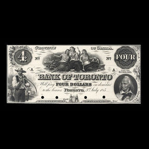 Canada, Bank of Toronto (The), 4 dollars : 3 juillet 1859