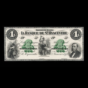 Canada, Banque de St. Hyacinthe, 4 dollars : 2 janvier 1874