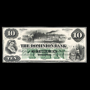 Canada, Dominion Bank, 10 dollars : 1 mai 1871