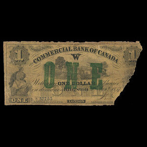 Canada, Commercial Bank of Canada, 1 dollar : 2 janvier 1857