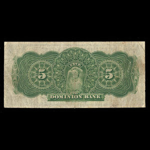 Canada, Dominion Bank, 5 dollars : 2 janvier 1925