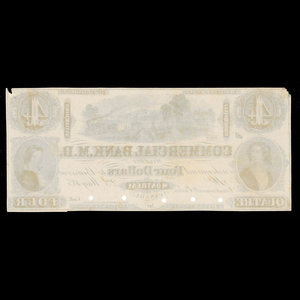 Canada, Commercial Bank of the Midland District, 4 dollars : 2 mai 1854