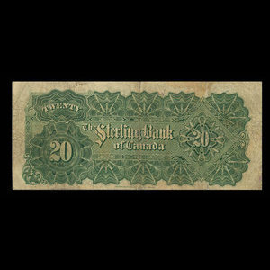 Canada, Sterling Bank of Canada, 20 dollars : 25 avril 1906