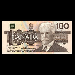 Canada, Banque du Canada, 100 dollars : 1988