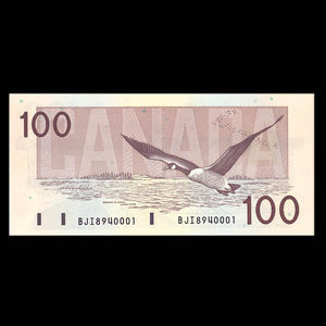 Canada, Banque du Canada, 100 dollars : 1988