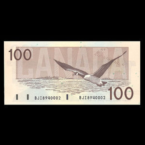 Canada, Banque du Canada, 100 dollars : 1988