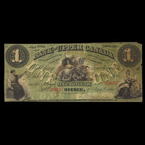 Canada, Bank of Upper Canada (York), 1 dollar : 1 janvier 1861