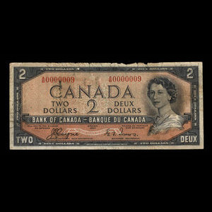 Canada, Banque du Canada, 2 dollars : 1954