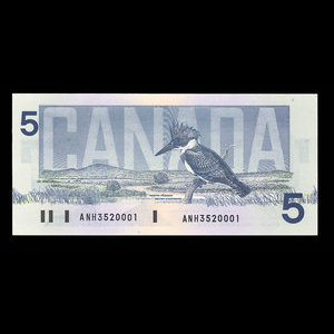 Canada, Banque du Canada, 5 dollars : 1986