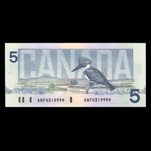 Canada, Banque du Canada, 5 dollars : 1986