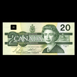 Canada, Banque du Canada, 20 dollars : 1991