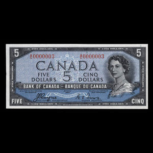 Canada, Banque du Canada, 5 dollars : 1954